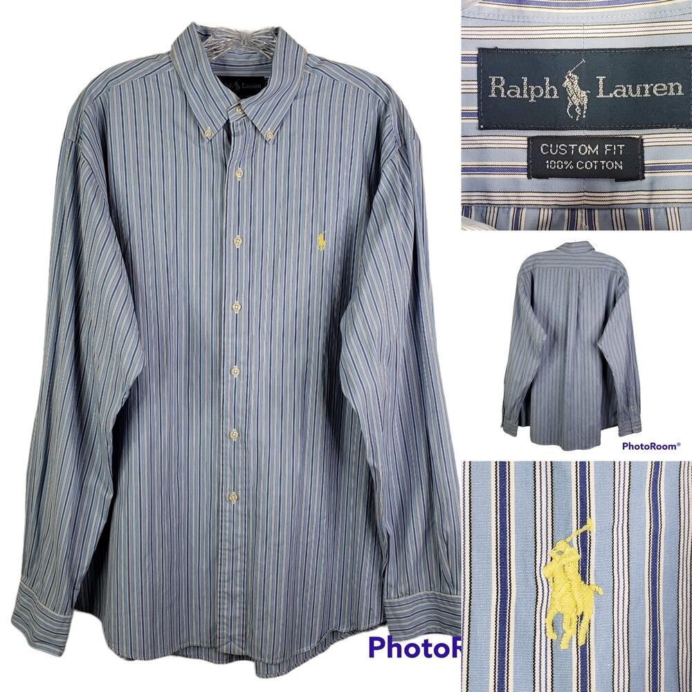Polo Ralph Lauren Shirt Oxford Mens Size XL Stripe Button Down Long Sleeve Blue